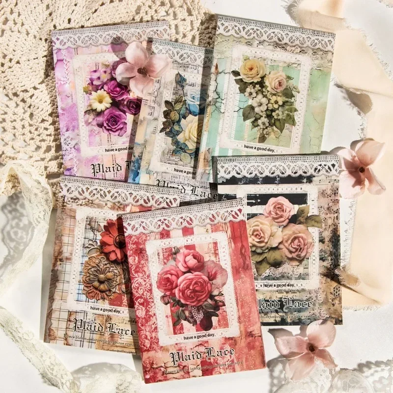 

30Pieces Material book Checkered lace Decorative lace Notebooks handbook Materials Writing Scrapbooking Cut 180*115mm