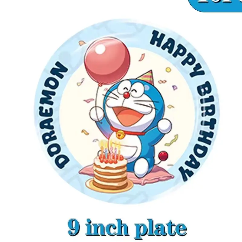 Dora-emons Happy Birthday Party Decoration Cartoon Cat Tableware Plate Balloons Cake Topper Banner Kids Favor Gifts Baby Shower view 3