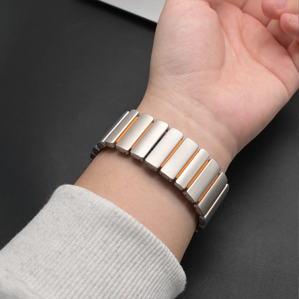 الرجال التيتانيوم الفرقة ل أبل الترا 3 2 49 مللي متر سلسلة 11 10 46 مللي متر 44 مللي متر 45 مللي متر الفاخرة المطاط حزام ل iWatch 9 8 7 6 SE 3 Correa #5