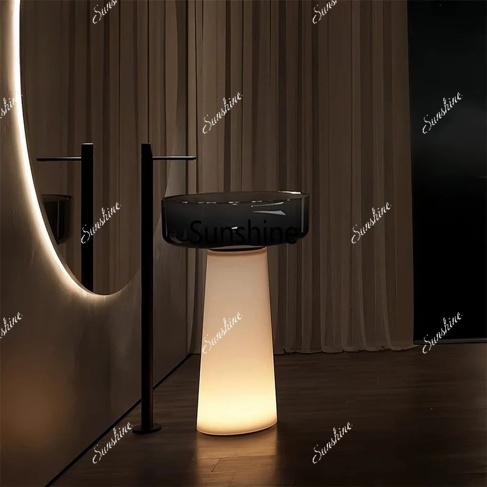Transparent luminous floor-to-ceiling resin hotel homestay artificial stone washing table