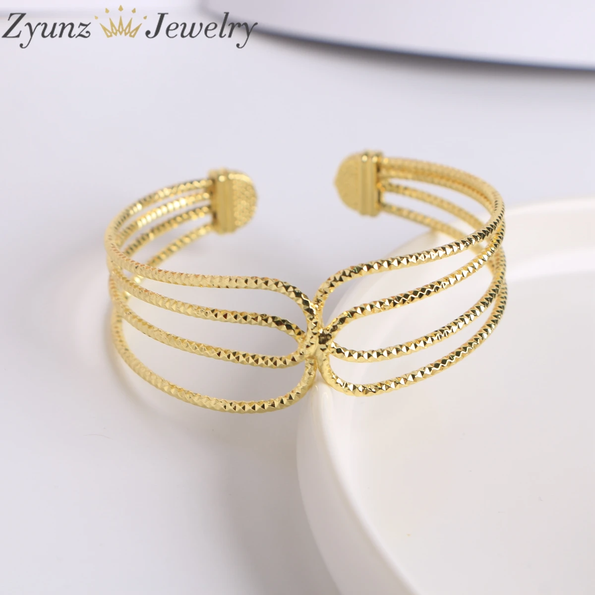 5PCS, Fashion Bangle Bracelet For Women Copper Opening Gold Plated Opening Bangle Aesthetic Jewelry pulseras mujer