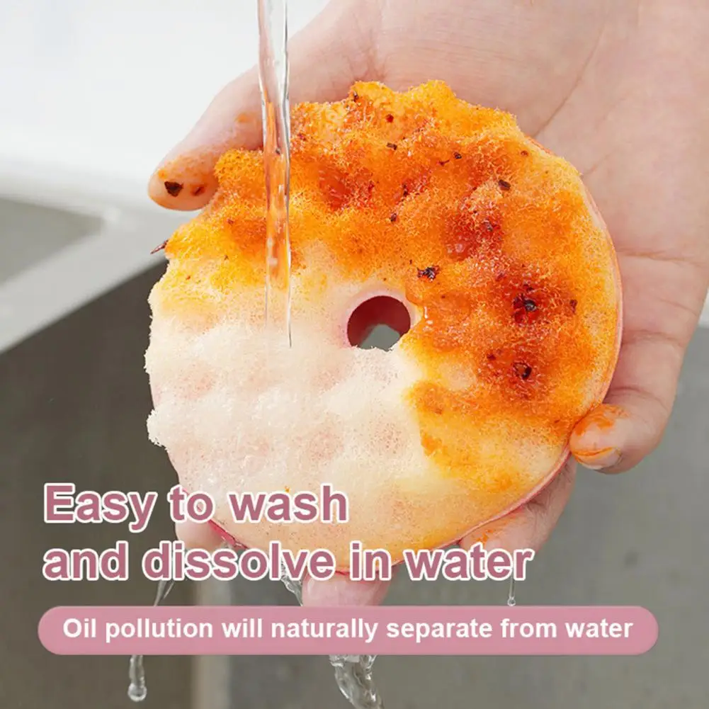 Dish Sponge with Suction Cup Donut Sponge Set with Suction Cup Non-scratch Cookware Brushes Quick Drainage Kitchen for Use