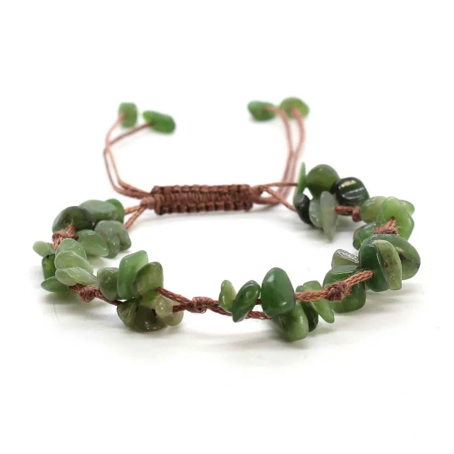 Macrame Crystal Chip Stone Braided Bracelet, Adjustable