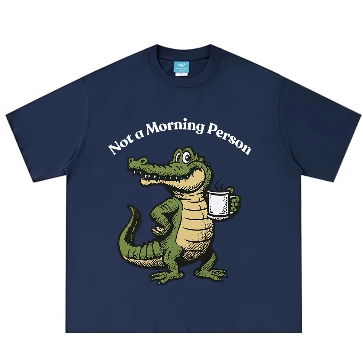 Not A Morning Person Funny Alligator Coffee Meme T-shirt Men Women Fashion Clothing Coffee Lover T-shirt Casual Cotton T-shirts