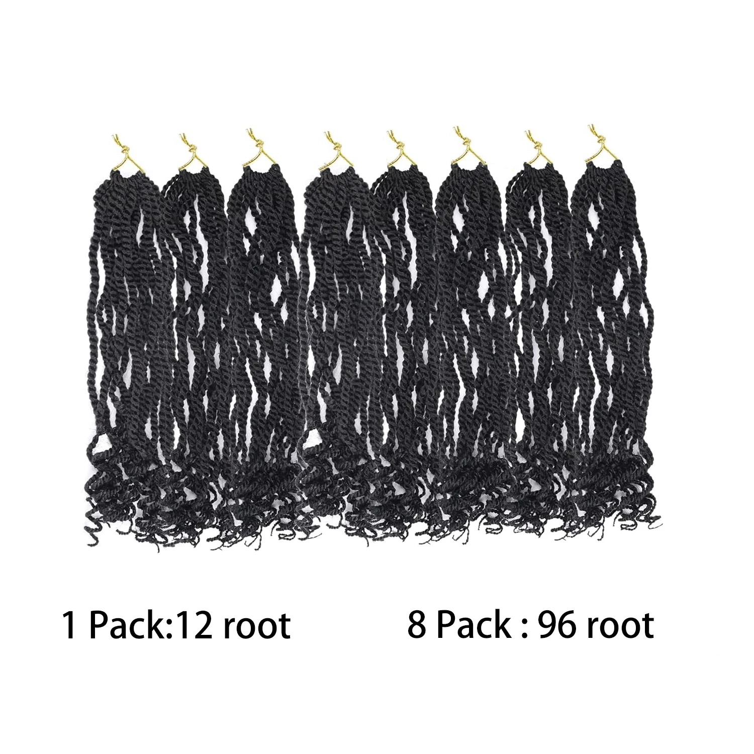 Rambut Crochet Senegal Twist Bergelombang 8/12 inci, Rambut Crochet Passion Twist Pra-Ikatan dengan Ujung Keriting, Sintetis Havana