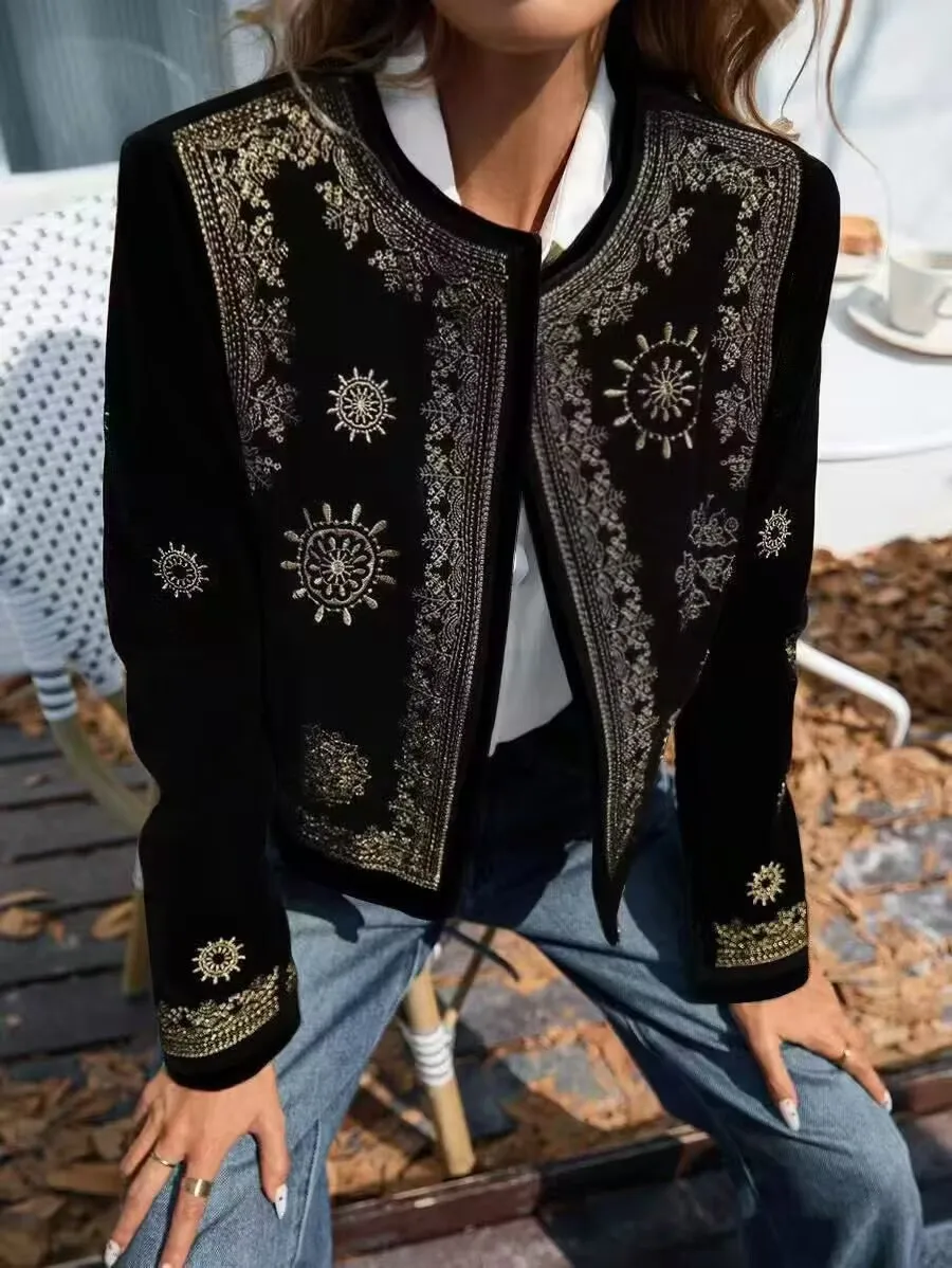 Women's Spring and Autumn Fashion Paisley Pattern Printed Casual Jacket - Suitable for Daily Wear and Party Outfits