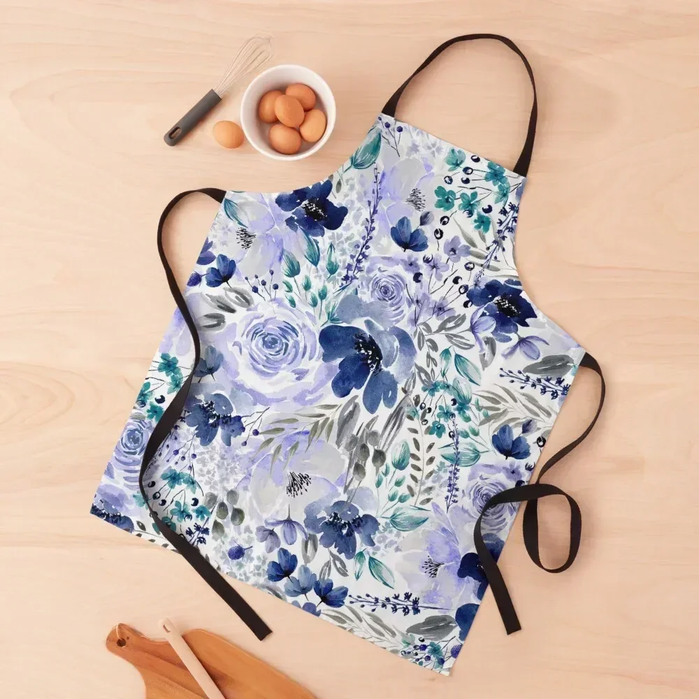 

Floral Chaos - blue Apron cooks clothes Women's Kitchen Home Supplies Costume Waiter Apron