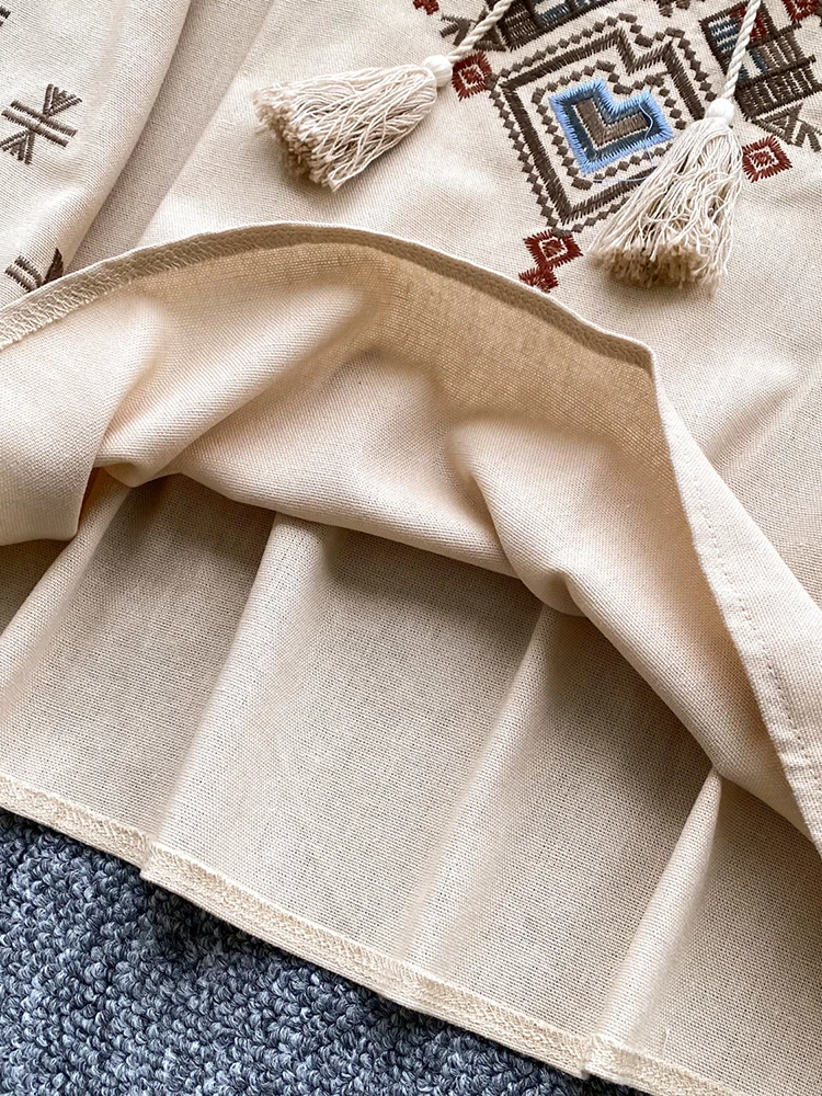 المرأة الخريف بلوزة فضفاضة الفنية الرجعية الصناعة الثقيلة التطريز القوس س الرقبة فانوس كم قميص بلوزة غير رسمية متعددة الاستخدامات BL270 #4