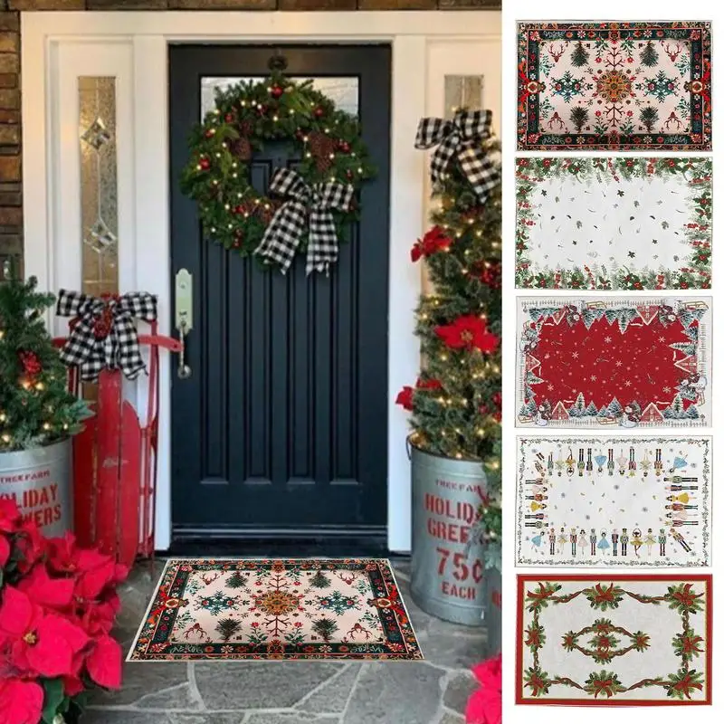 

Christmas Floor Mat Washable Entrance Doormat Bedroom Bath Toilet Anti Slip Mat Carpet Room Decoration warm Holiday Carpet