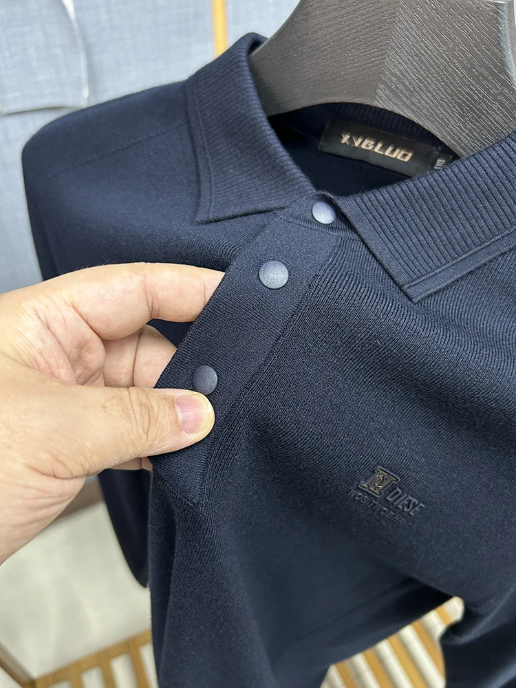 

Soft Hand Feel Men's Knitted Wool Sweater Casual Autumn Winter Turn-down Collar Base Layer Work Tag Casual Sle Long Sve