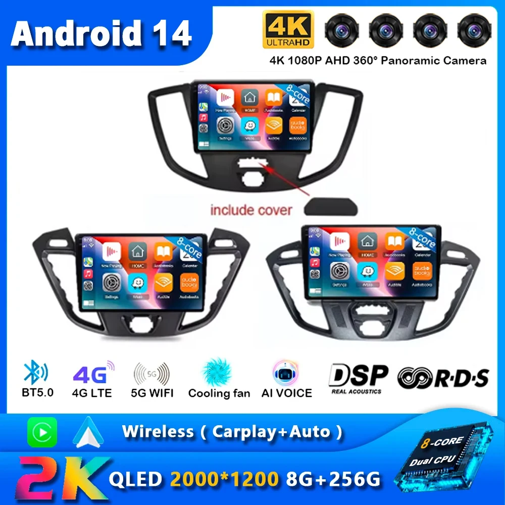 

Android 14 Car Radio For Ford Transit Tourneo Custom 2012 - 2021 Navigation GPS Multimedia Player Stereo WiFi+4G Carplay BT 2DIN