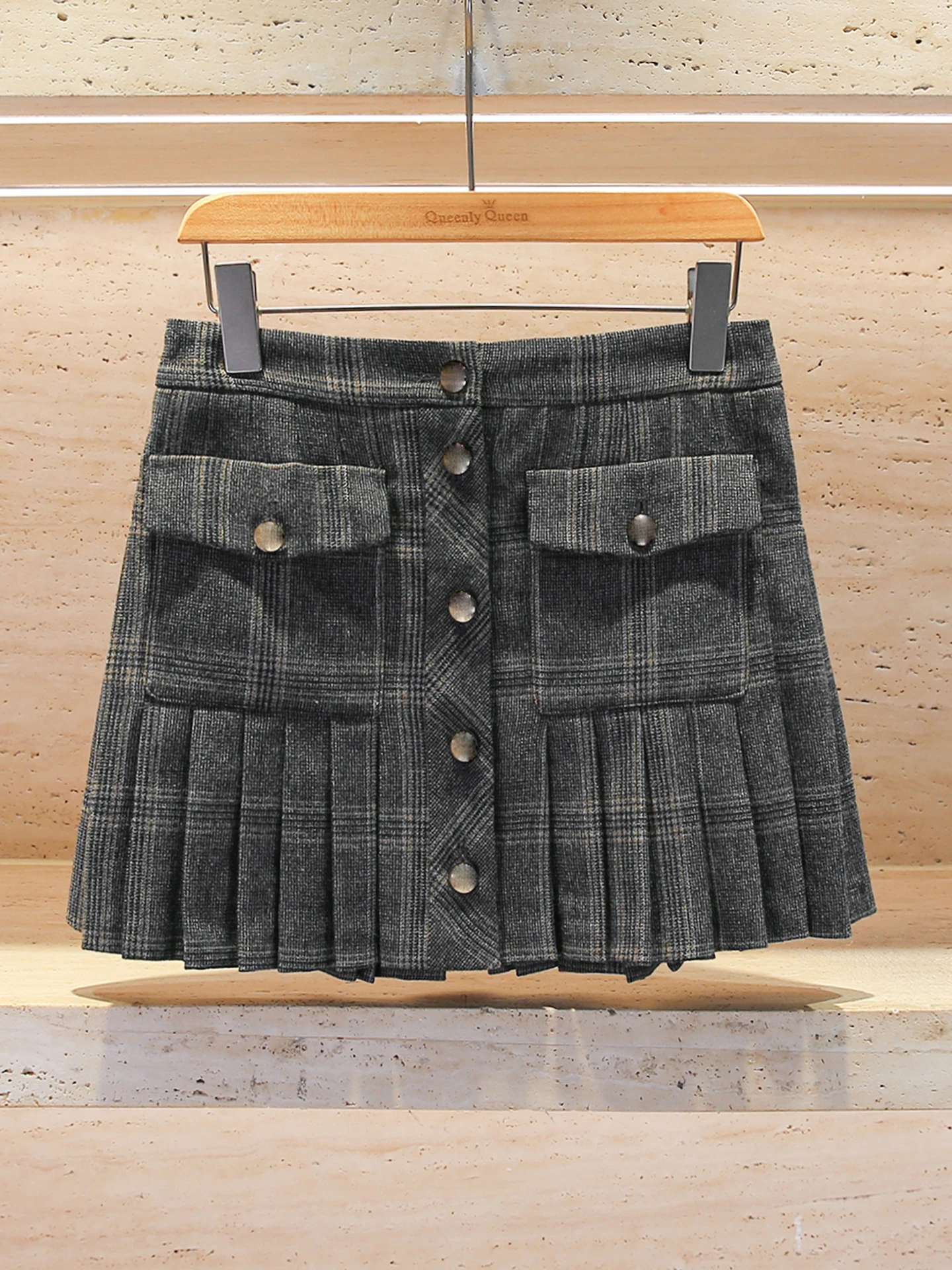 

Плиссированная юбка с высокой талией, повседневная клетчатая юбка трапециевидной формы, удобная дышащая женская юбка из полиэфирного волокна