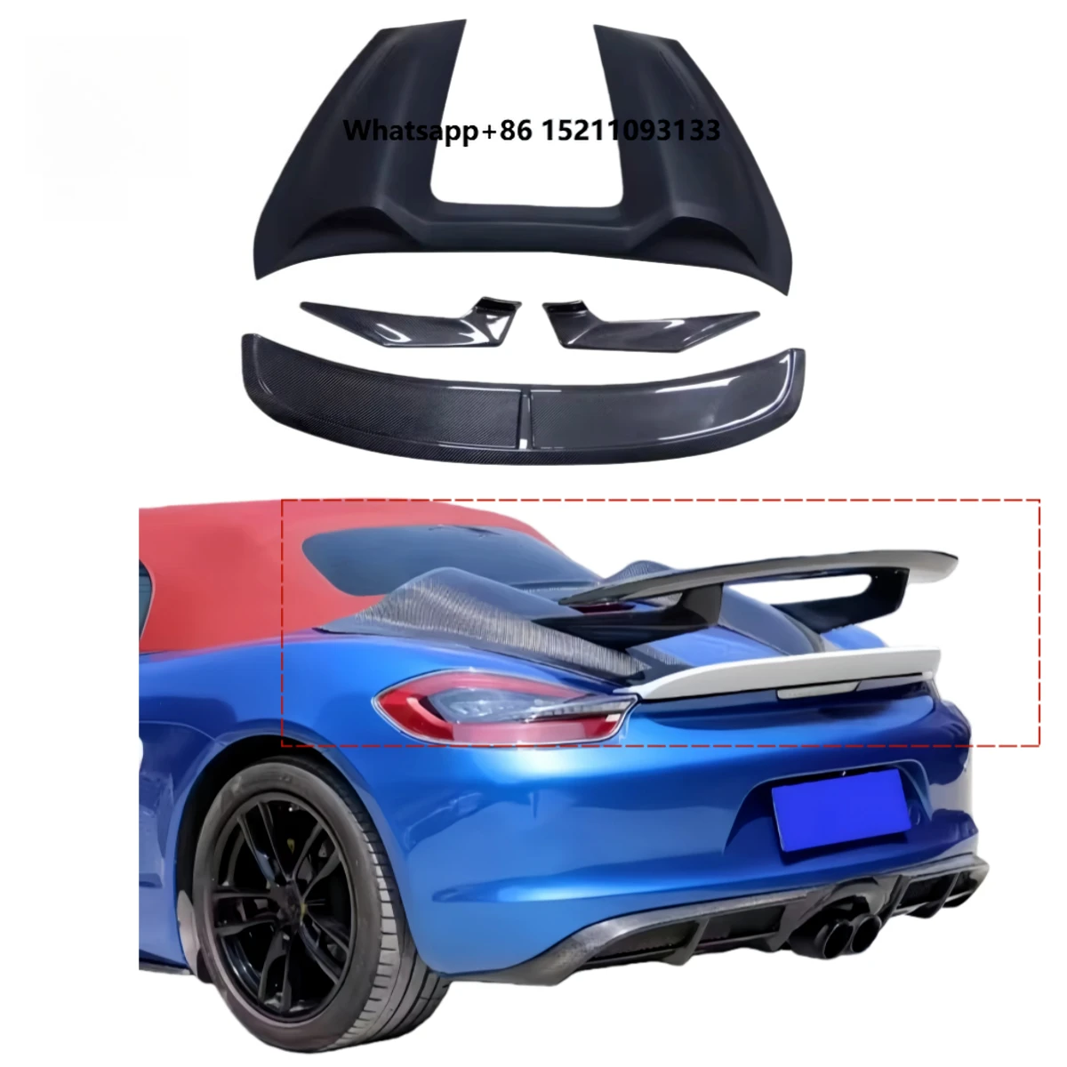 2013 2015Boxster 981 JSK Style Half Carbon Fiber Rear Diffuser, Wing, Mudguard Body