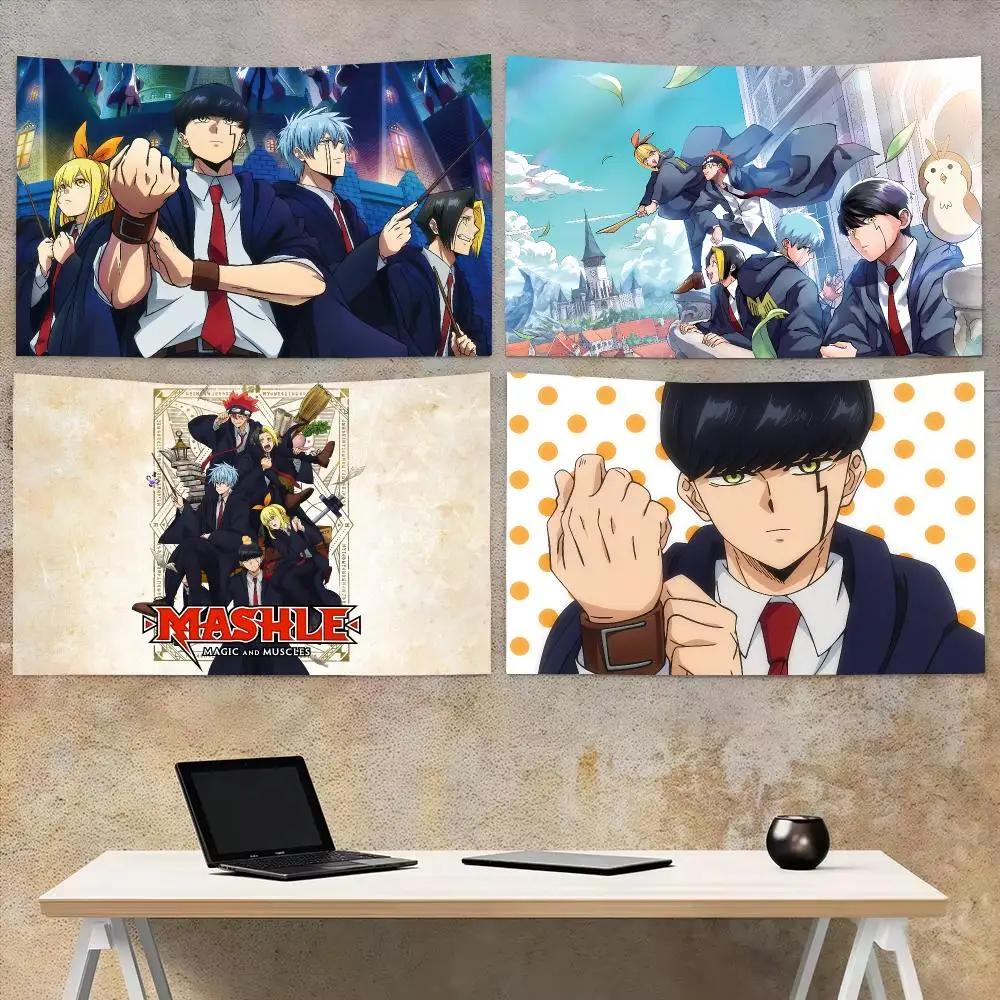 Anime M-Mashle Magic and Muscles Tapestry Aesthetic Wall Hanging Decor Microfiber Fabric Art for Bedroom Living Room Home