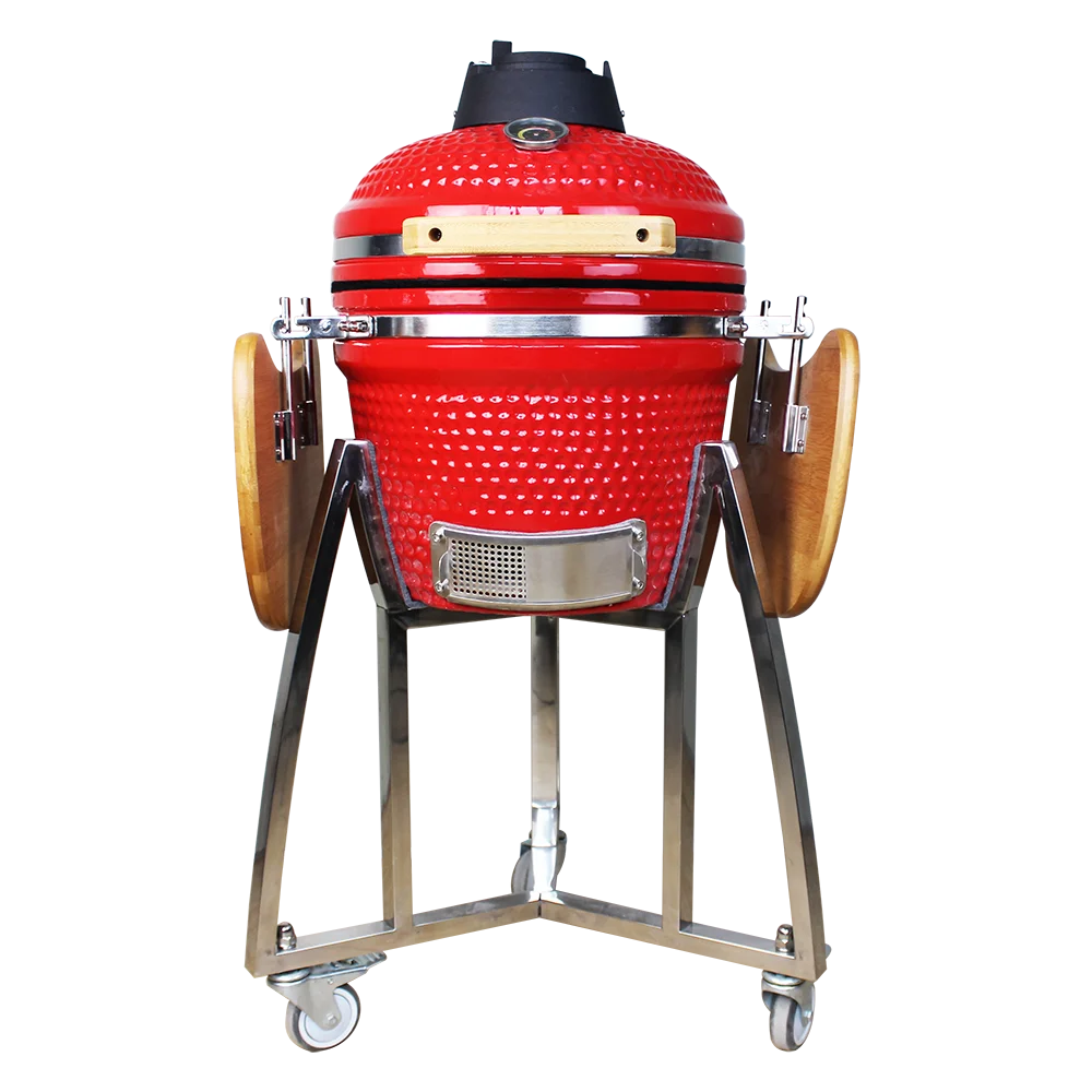 

Medium Size Popular Red Color Baking Smoking Grilling Kamado Ceramic BBQ Grill Asador De Carbon