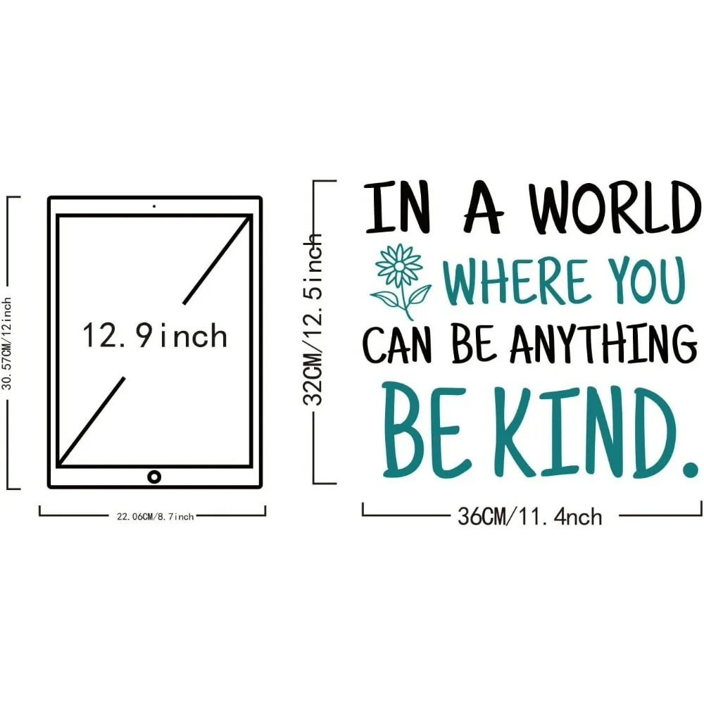 Be Kind Quotes Wall Sticker in A World Where You Can Be Anything Be Kind Inspirational Wall Decal Stickers for Kids Vinyl