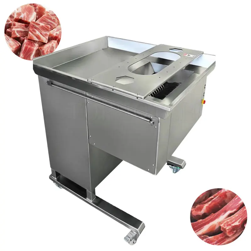 Fatiador comercial automático de frango inteiro, máquina de corte de trotadores de porco, costelas de porco, cortador de cubos
