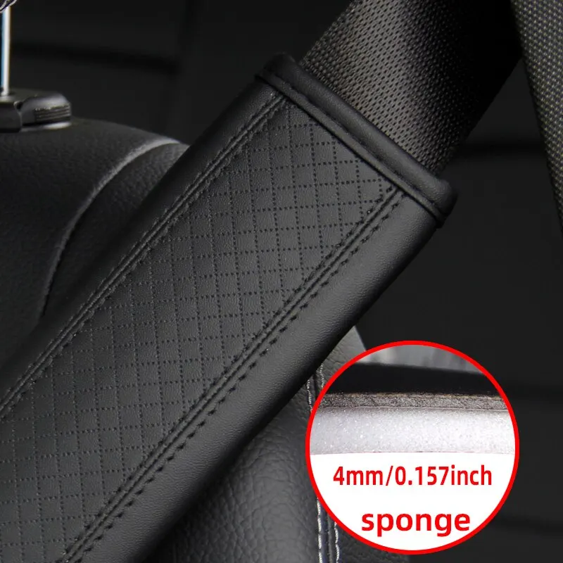 1PCS PU Leather Embossed Car Seat Belt Shoulder Cover Decompression Comfort Car Accessories Safety Belt Protective Cover