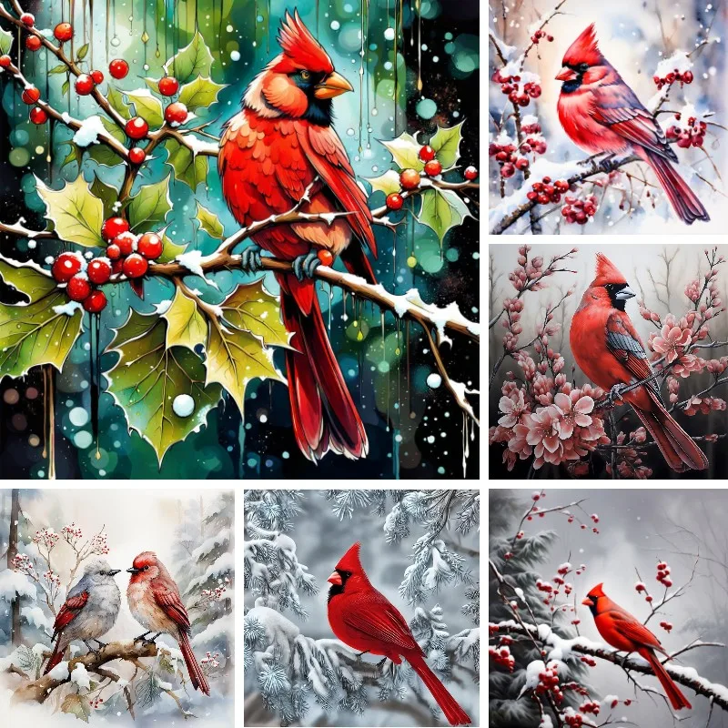 Birds Cardinals Diamond Painting Winter Scenery, Rhinestones Painting Mosaic DIY ,Diamond Embroidery Pattern ,Gems Cross Stitch