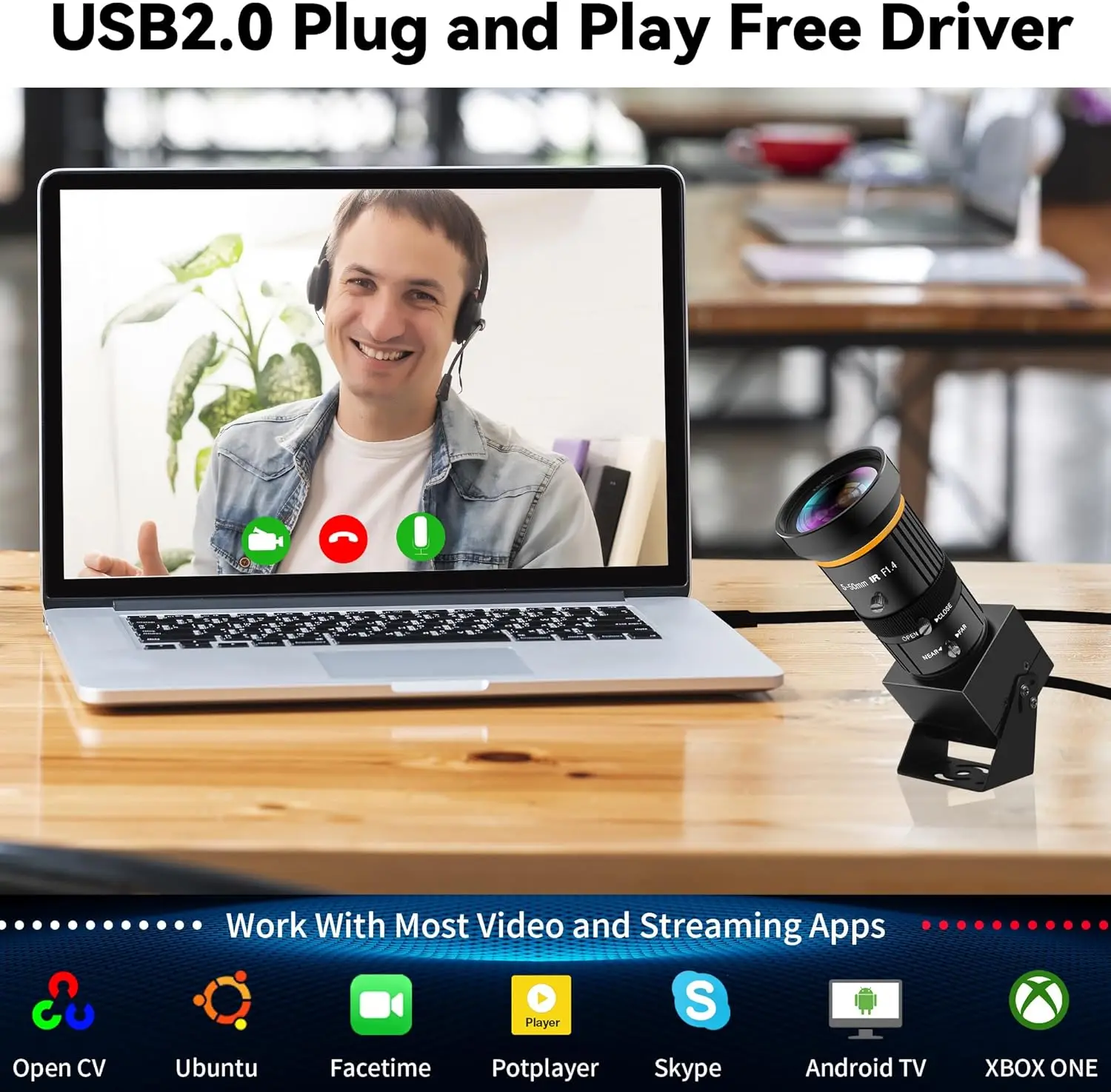 كاميرا ELP 5MP USB كاميرا ويب تليفوتوغرافي صناعية مع عدسة تكبير يدوية CS 5-50 مم 10X 1944P 30fps كاميرا كمبيوتر للبث #5