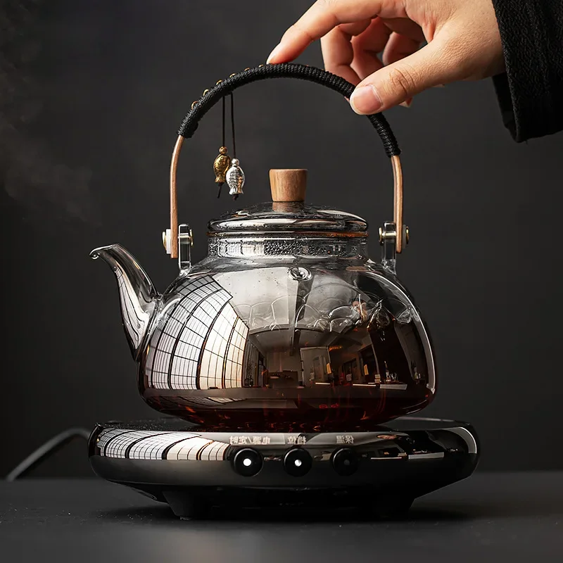 Borosilicate Heat-Resistant Glass Teapot Tea Cooker Household Steaming and Boiling Dual-Purpose Loop-Handled Teapot