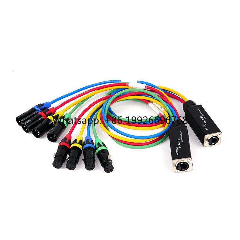 4 Channel 3Pin XLR to EtherCON-Compatible RJ45 Multi Snake Extender for Stage Audio, Lighting & Studio Recording