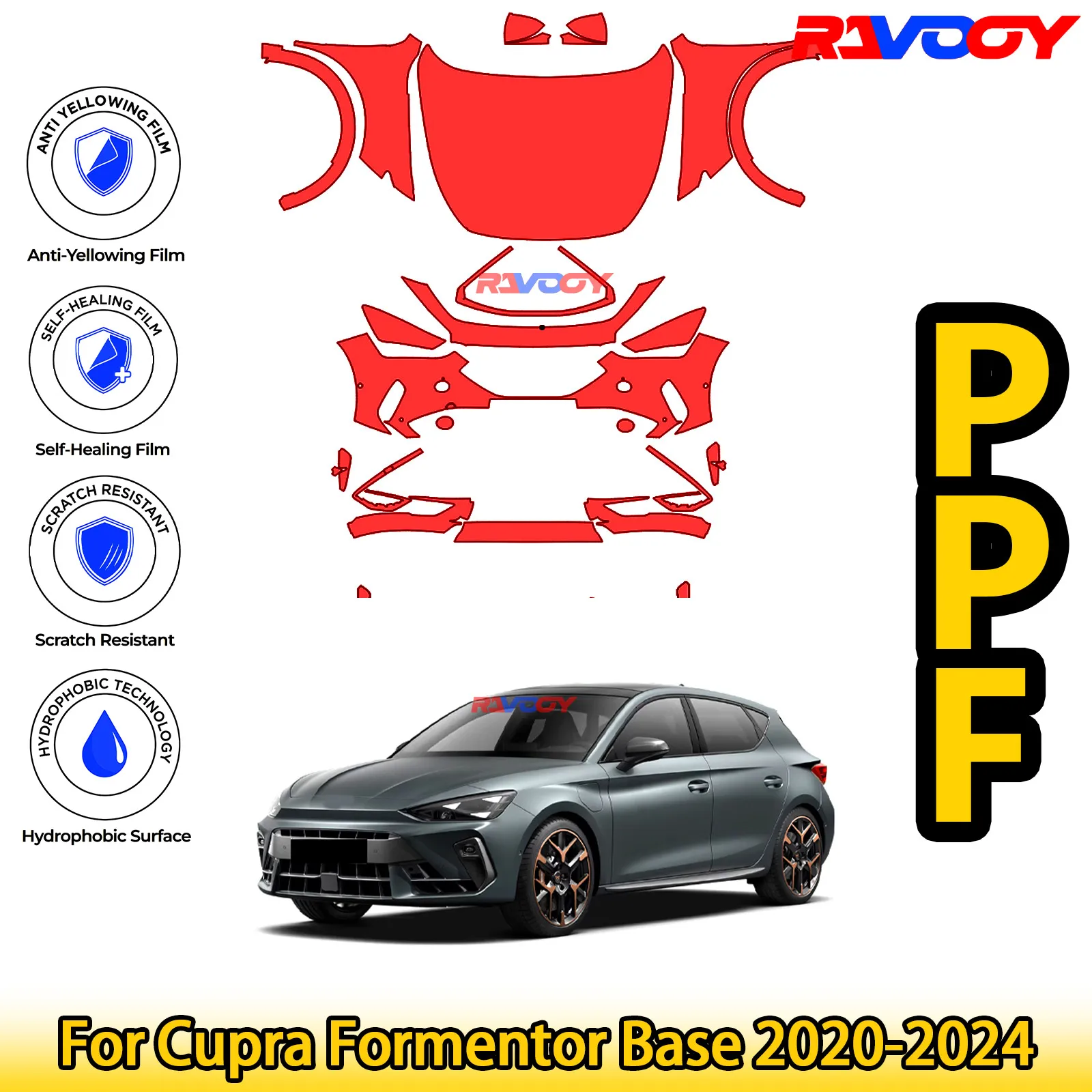 

For Cupra Formentor Base 2020-2024 Glossy Matte Black Precut front PPF Kit Paint Protection Film