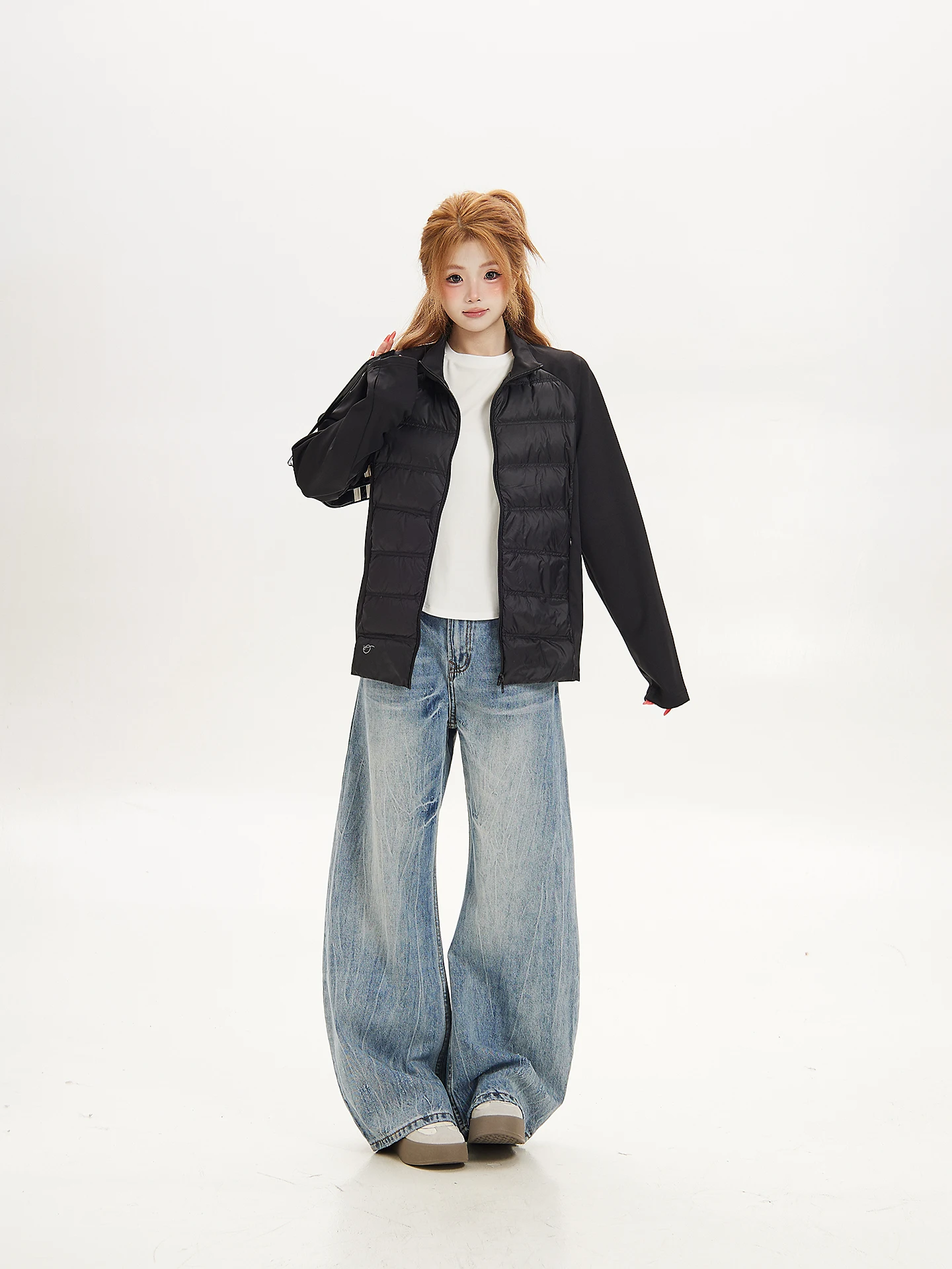 Lightweight Duck down Jacket Women's Stand Collar Warm 90 White Duck Feather Inner Wear Commute Style Straight Cut Coat