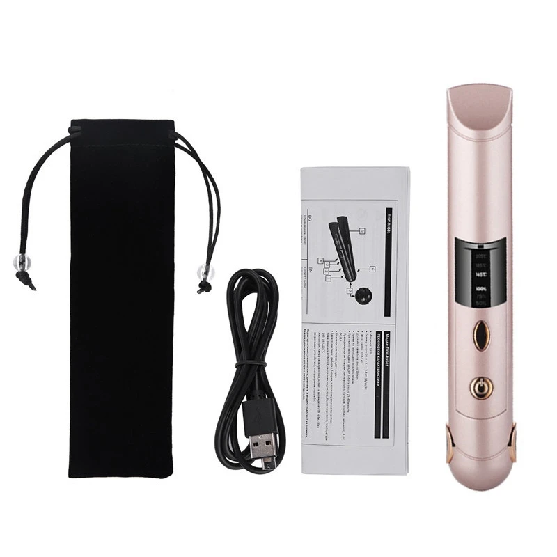 Portable Cordless Hair Straightener For Travel Mini USB Rechargeable Flat Iron With Ceramic Plates