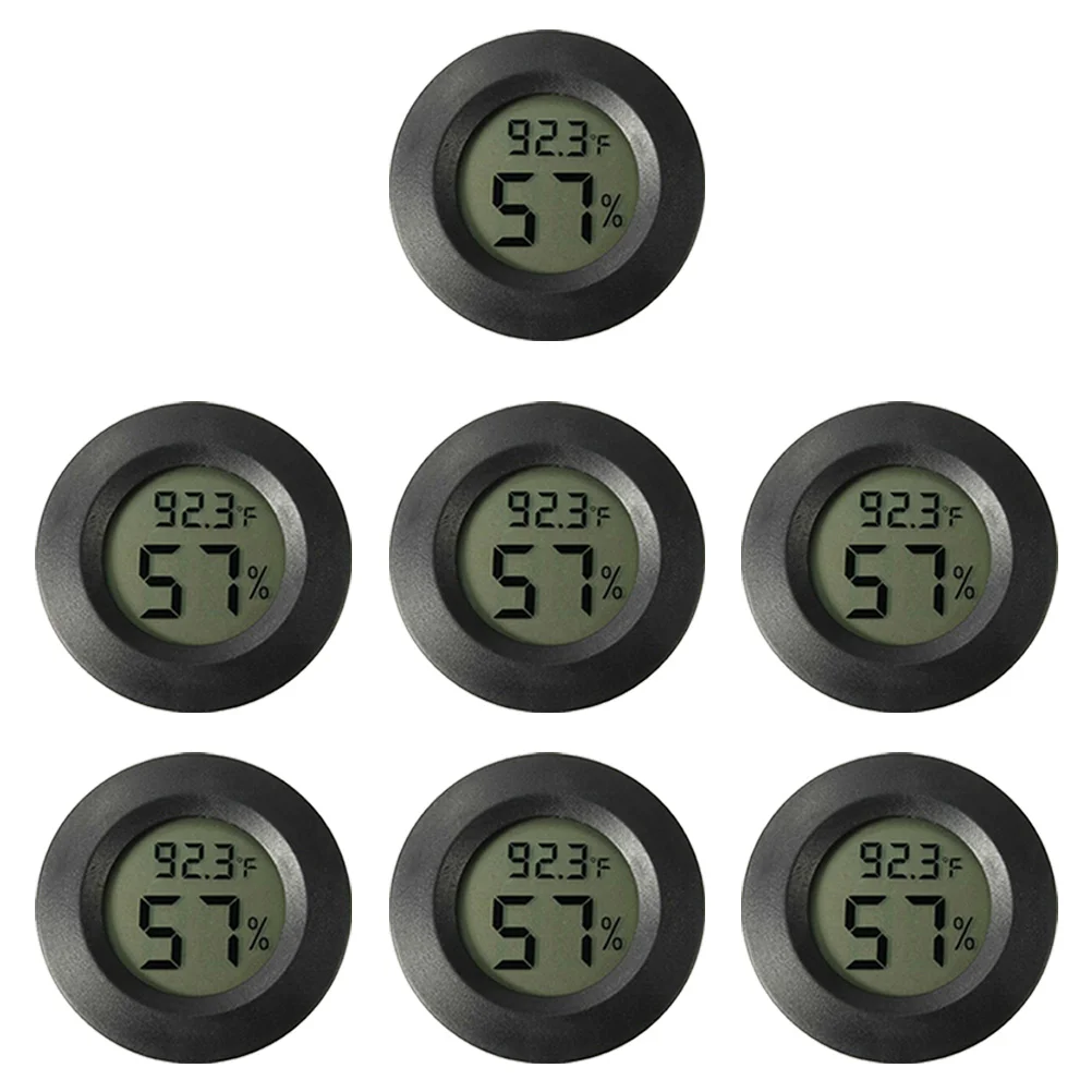 7 Pcs Fish Tank Thermometer Round -Hygrometer Reptile Accessories for and Humidity Gauge Monitor Black Gecko