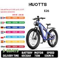 DUOTTS E26 Electric Bike 750W Brushless Motor 48V20AH Battery Mountain Electric Bike 26 Inch Wide Tire Adult Electric Bike