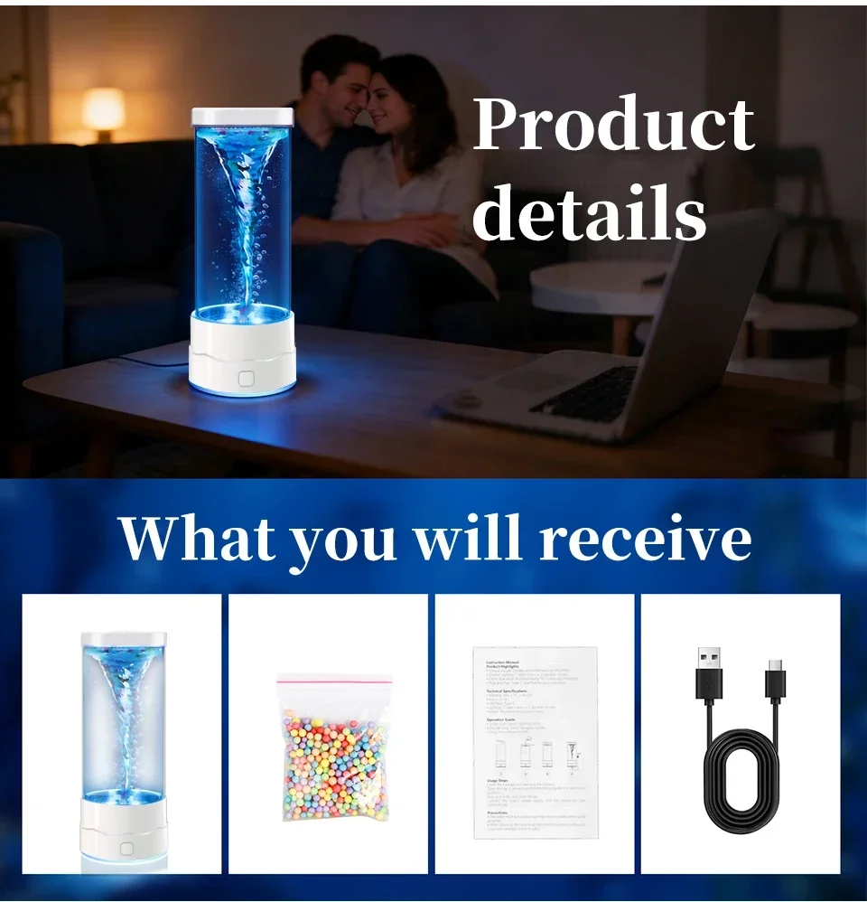Simulation LED Tornado Night Light USB Creative Table Lamp Multi-Color Changing Atmosphere Light For Birthday Gift Bedroom Decor