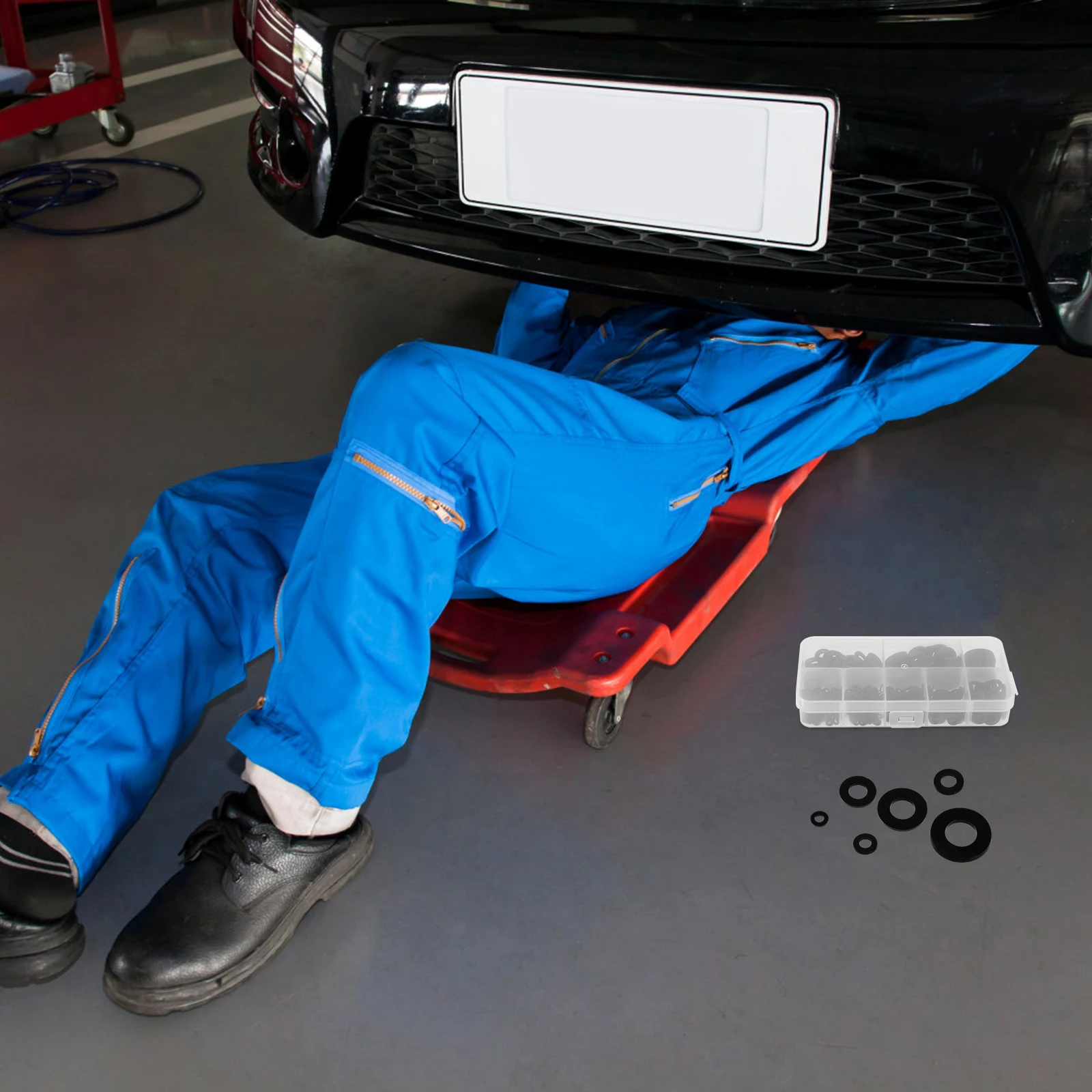 

500pcs Waterproof Washers Flat Nylon Gasket Assortment Kit For Automotive Marine Appliances Black Plastic Washers Resistance To