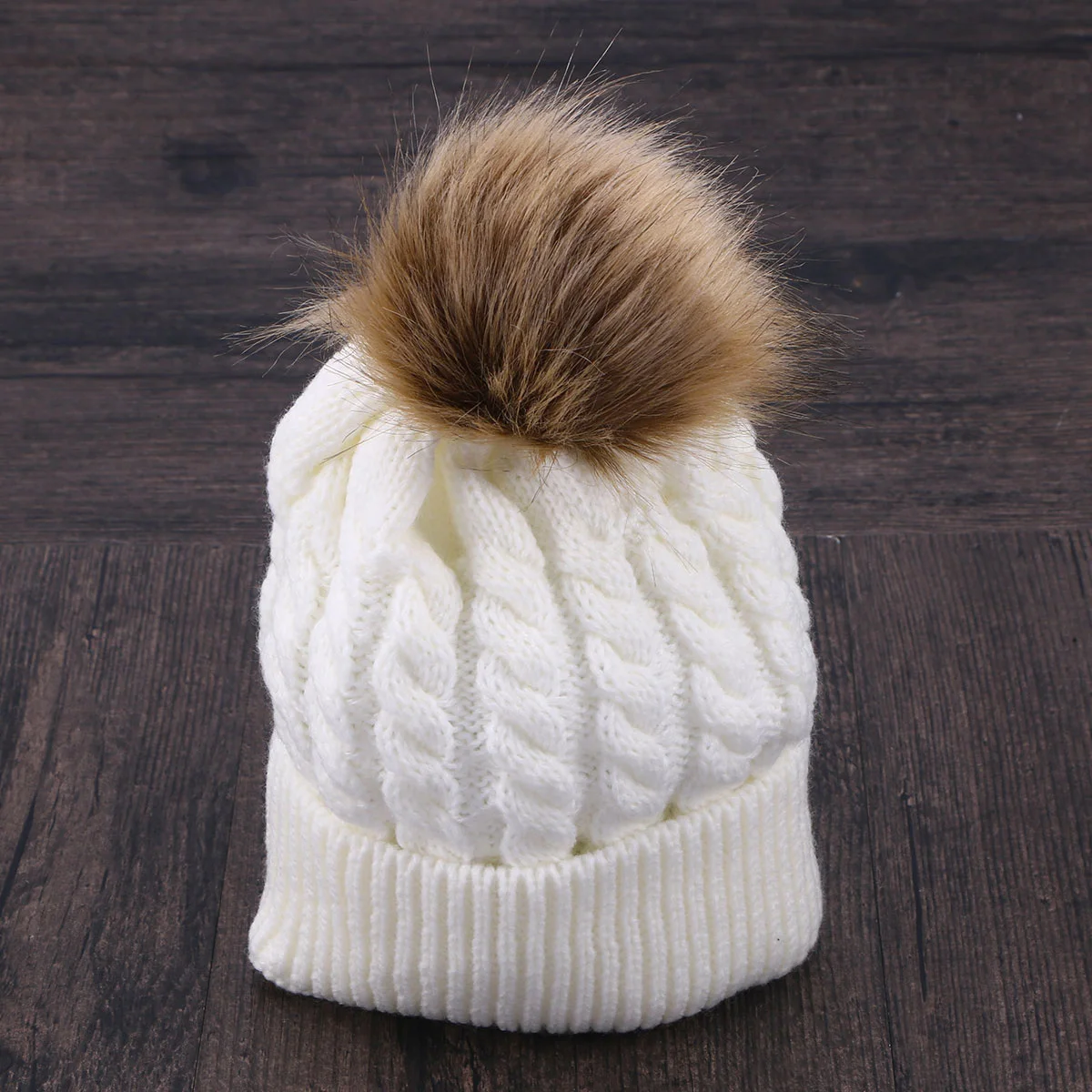 

Knit Hat for Kids Winter Warm Pom Hat Crochet Hairball Beanie Soft Comfortable Size S White Beanie Hats Knit Cap