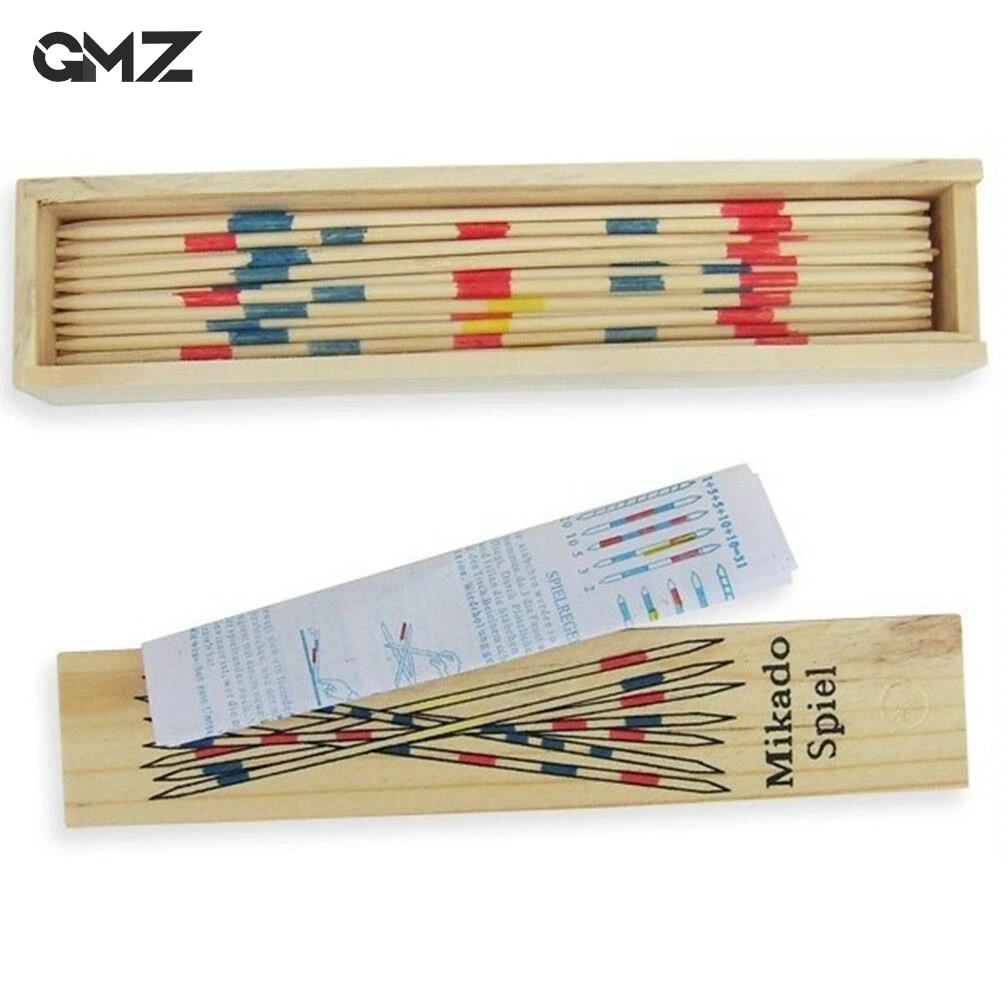 1 Set Traditional Mikado Spiel Pick Up Sticks With Box Multiplayer Game Baby Educational Wooden Board Games Stick Drop Shipping