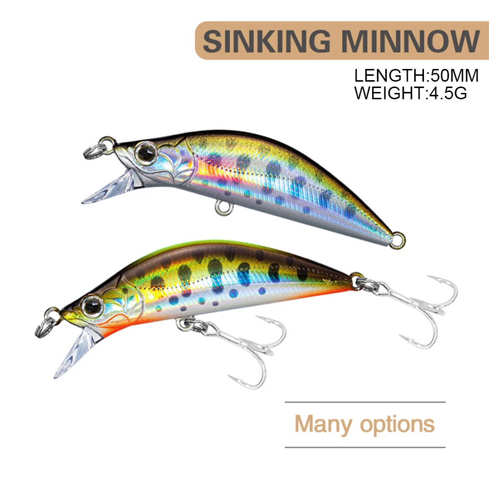 5cm 4.5g Fishing Lure Micro Minnow Wobbler Long Casting Sinking Jerkbait Artificial Hard Bait Small Stream Decoy For Trout Bass