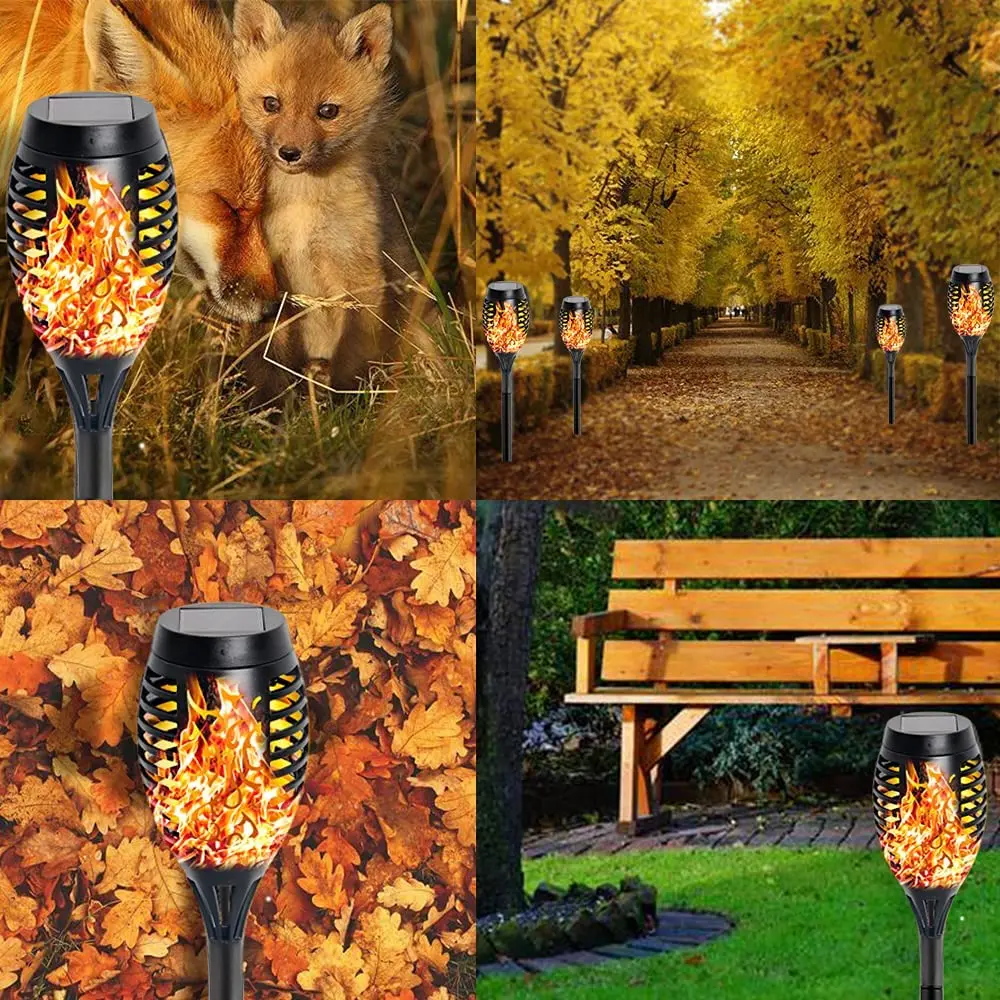 Solar Led Light Solar Garden Flame Light Waterproof Outdoor Solar Torch Light Flickering Pathway Patio Landscape Lawn Lamp Decor