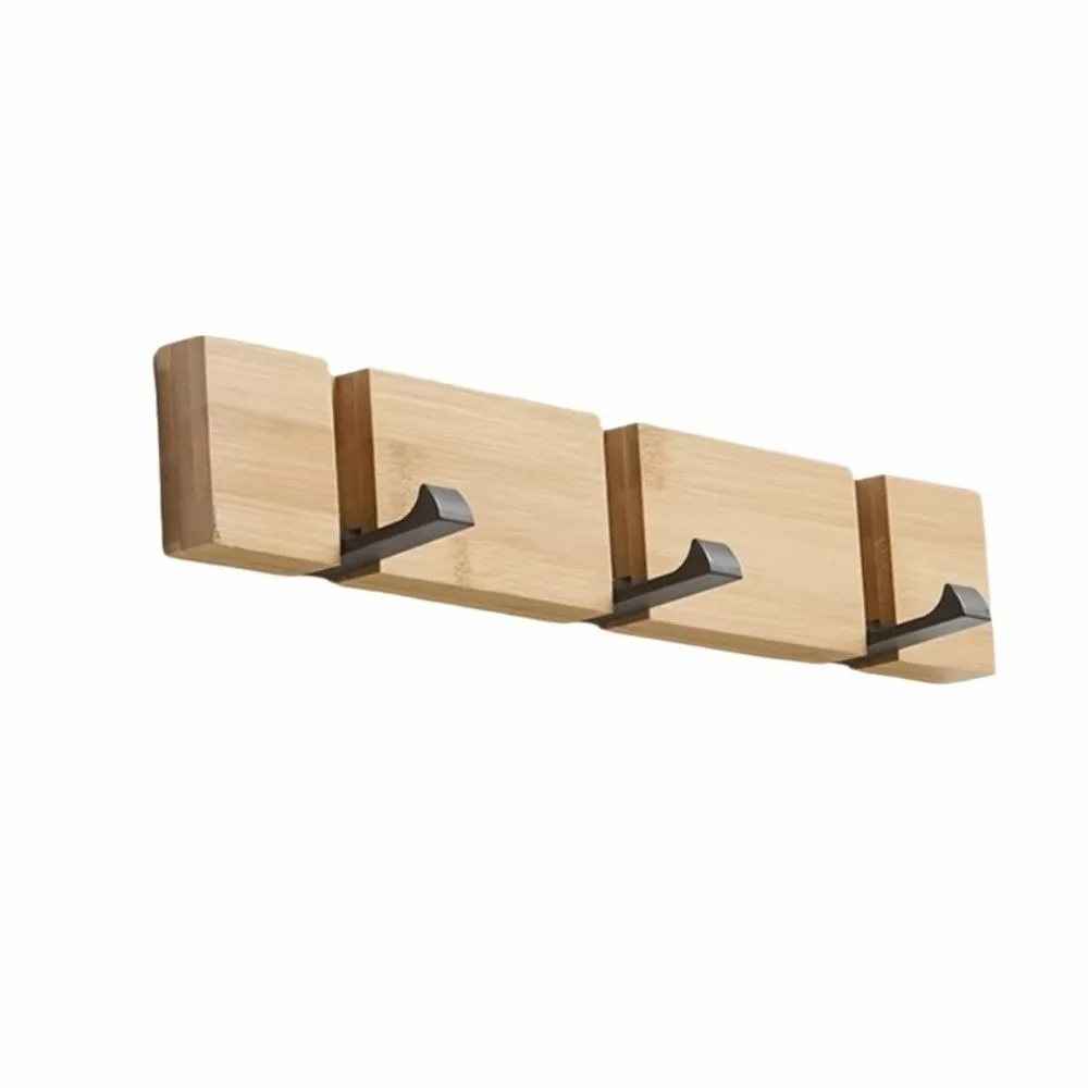 Wall Mounted Wall Mounted Coat Rack Multi Hook Structure Natural Bamboo Clothes Hat Hanger Space Saving Bamboo Coat Rack