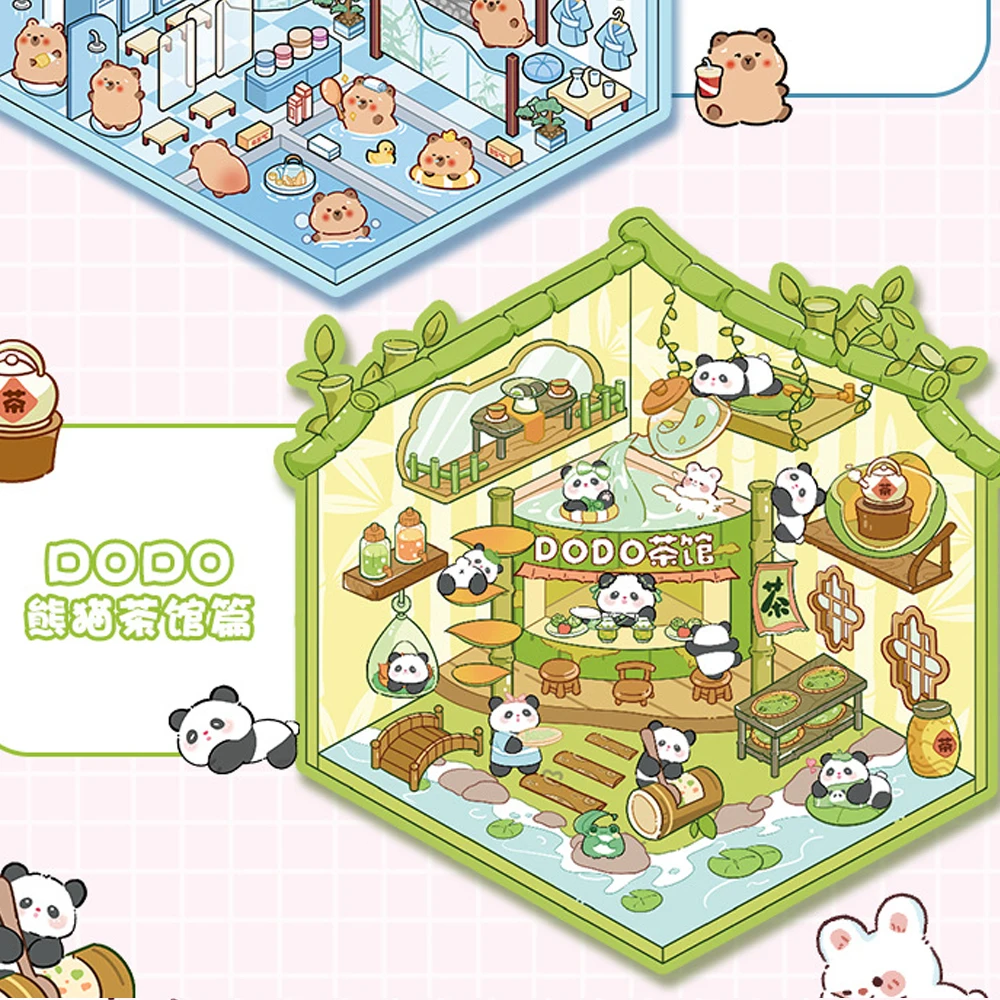 Animal Paradise Cute 3D DIY Sticker Cabin Scene Landscaping Stickers Miniature Stacking Pasting Hand Account Gift for Kid Child