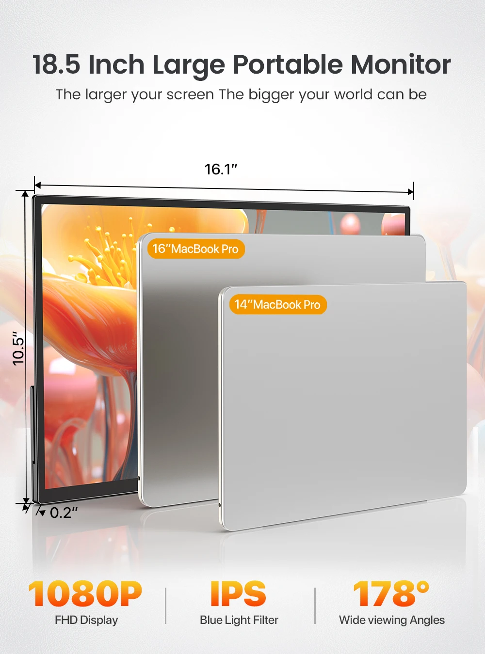 18.5 inch Touch Portable Monitor 120HZ 1080P IPS External Gaming Screen for Laptop Pc Display Extension Switch Game Console Xbox