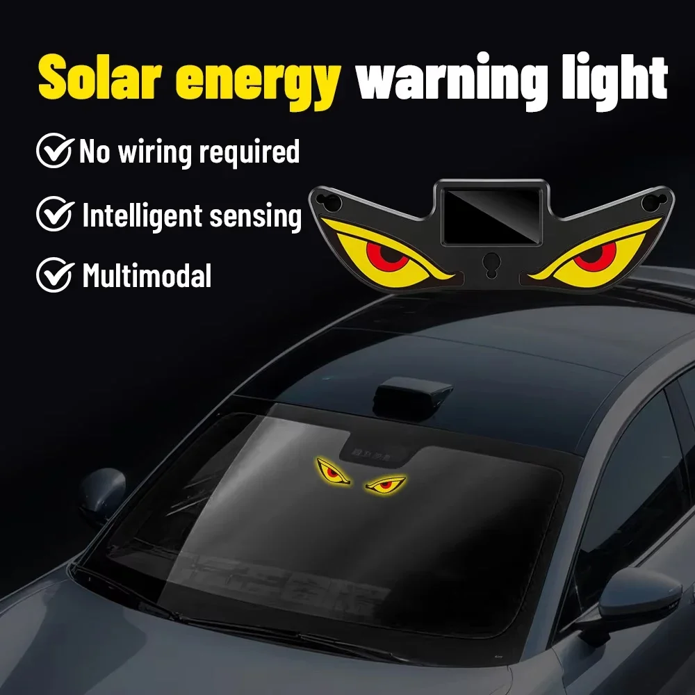 Solar Power Devil Eye Car Lights Demon's Eye Dynamic Expression LED Light With Suction Cup Rechargeable Ambience Lamp Decoration