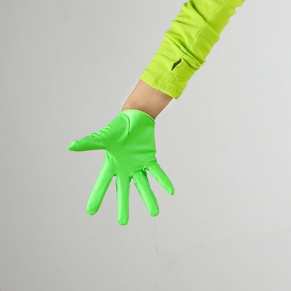 16 cm 6 Zoll extra kurze Handschuhe aus Kunstleder, PU, glänzend, schwarz, Cosplay, für Männer und Frauen, Mädchenmode, Touchscreen, empfindlich – Detail 12