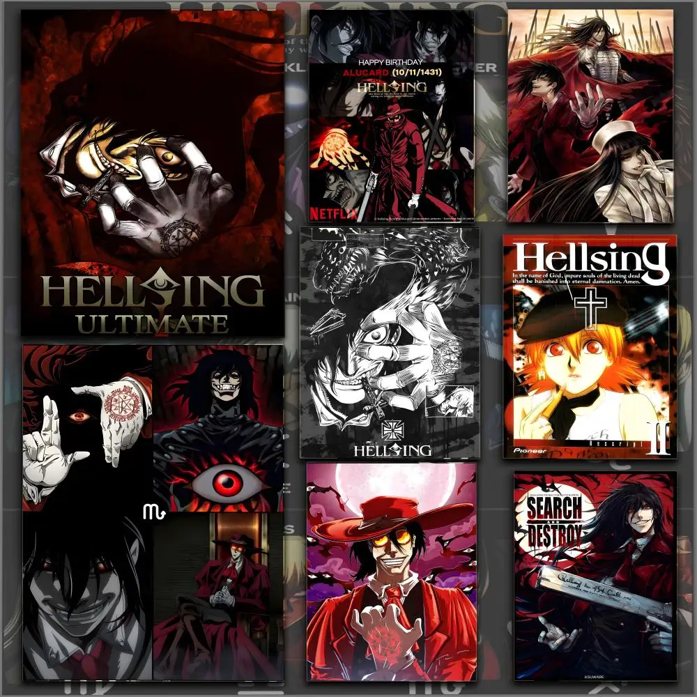 Anime H-Hellsing Poster HD Anime Hot Theme Sänger/OST/Film-Wasserdichte selbstklebende Heimdekoration