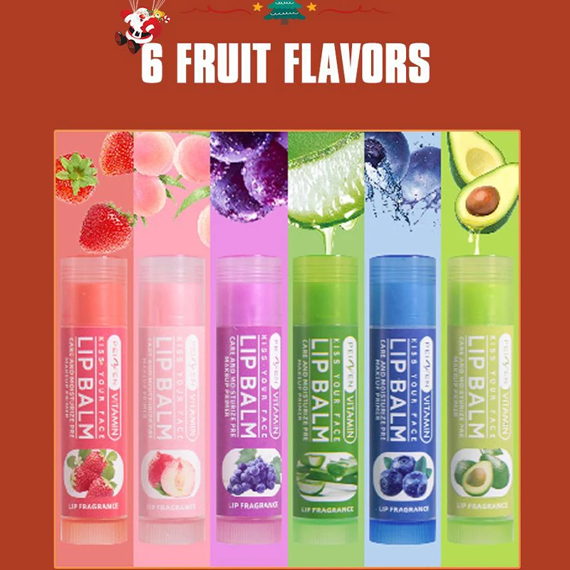 6 Pcs Christmas Lip Balm Set Fruity Lip Balm Moisturizing And Nourishing Reduce Lip Line And Moisturize Lip Care Christmas Gifts