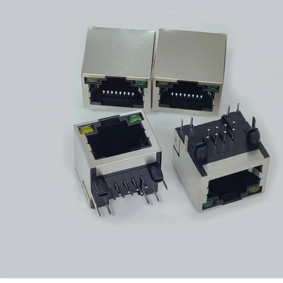 20PCS/Lot 56 RJ45 8P8C Female Jack/Socket Connector Type Steel Shield Network 90-Degree With LED