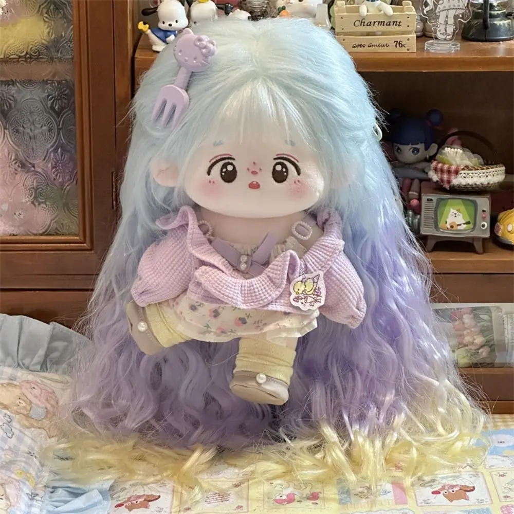 Long Curly Hair Single Piece Cotton Doll Wig Colorful DIY Plush Doll Wigs Sweet 20cm Doll Idol Star Doll Hair Cotton Doll