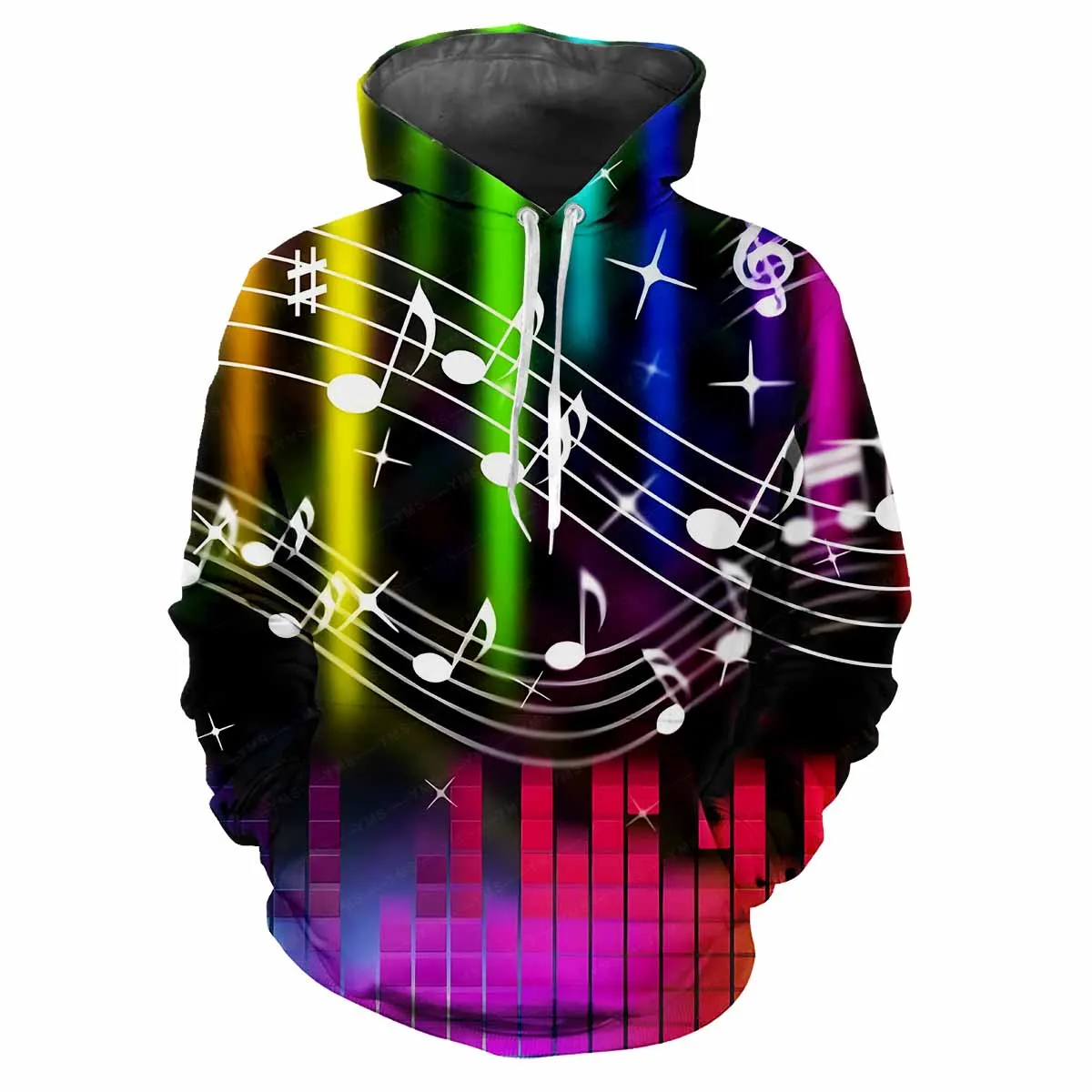 3d Music Printing Spring Autumn Men's Hoodie Fashion Personality Street Trend Creative Harajuku Loose Comfortable Classic Jumper