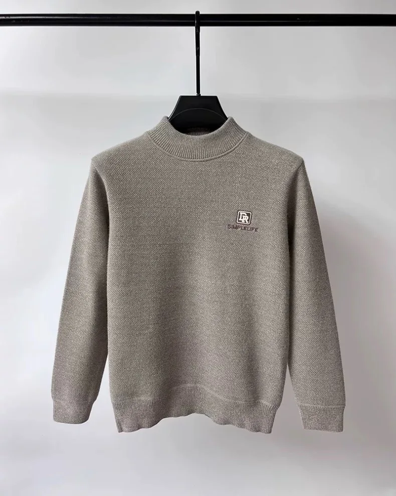 Maglione da uomo di marca di fascia alta moda lettera ricamo peluche caldo comfort maglieria nuova tendenza lusso casual girocollo pullover