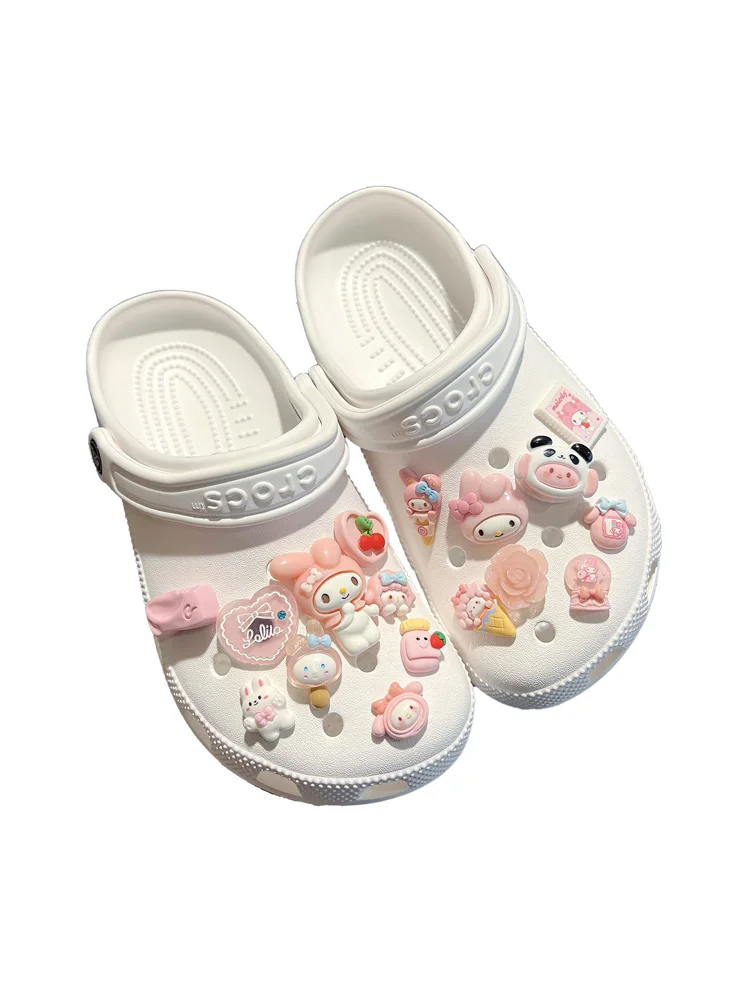 ใหม่ SANRIO Kuromi Kawaii รองเท้าอุปกรณ์เสริมรองเท้าการ์ตูน Cinnamoroll pompurin CS เสน่ห์หัวเข็มขัดของขวัญสำหรับเด็ก