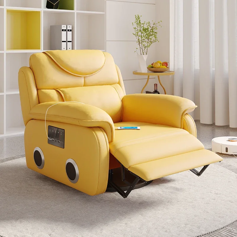 European Modern furniture living room sofa Electric recliner Leather sofa set design with USB and massage + storage function